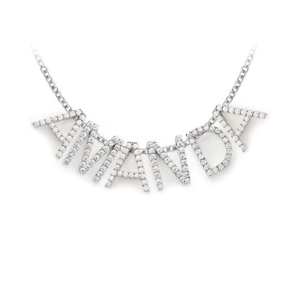 Letters & Numbers Diamond Pendant 14k Solid Gold .10ctw