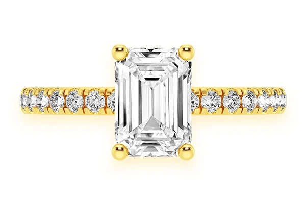 Thinn - 1.00ct Emerald Solitaire Cut One Row Under Halo Diamond Ring 14k Solid Gold