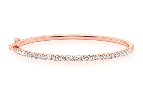 5pt Scallop Diamond Bangle 14k Solid Gold 1.00ctw