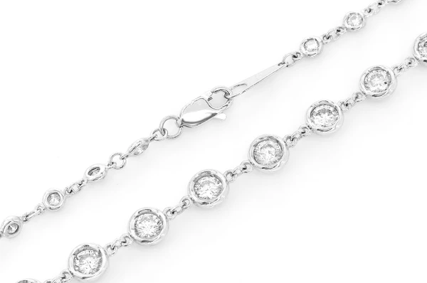 Round Graduated Eternity Bezel Set Diamond Necklace 14k Solid Gold 6.50ctw