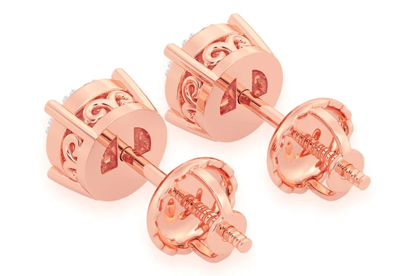 0.25ctw Mosaic Stud Diamond Earrings 14k Solid Gold