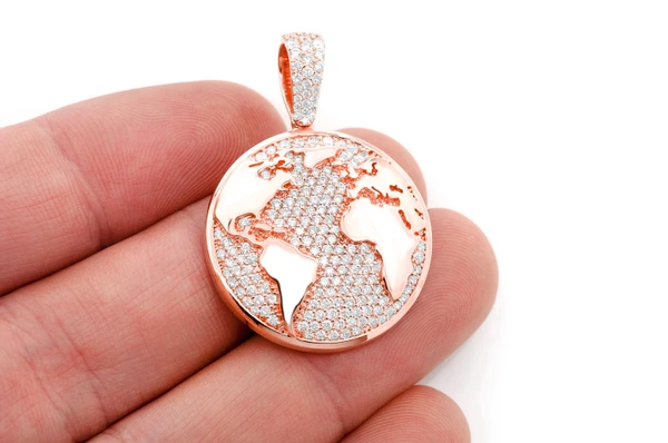Globe Diamond Pendant 14k Solid Gold 1.25ctw