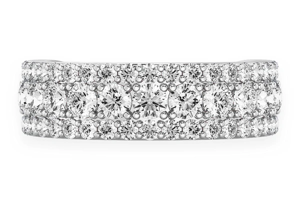 Three Row Flat Diamond Band 14k Solid Gold 1.40ctw