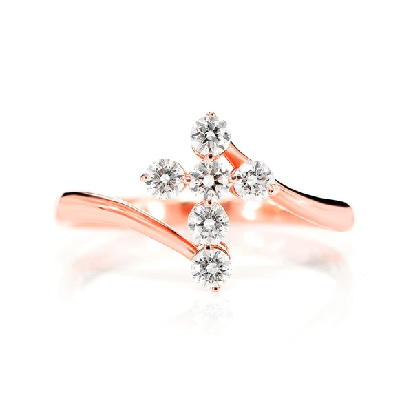 Bypass Diamond Cross 14k Solid Gold 0.40ctw