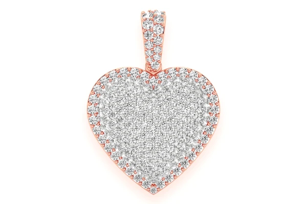 Bubbly Heart Double Layer Diamond Pendant 14k Solid Gold 2.00ctw