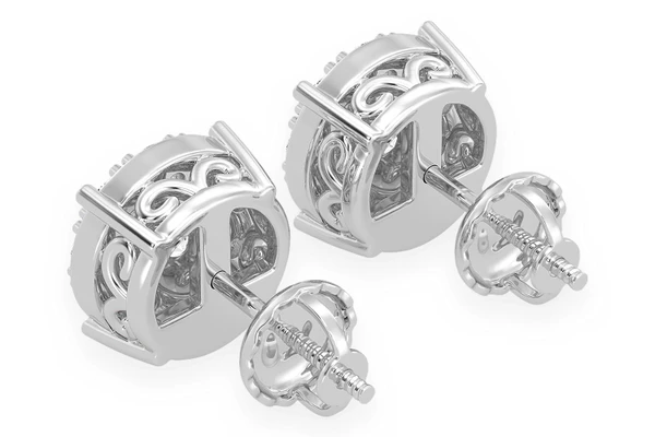 1.00ctw Mosaic Stud Diamond Earrings 14k Solid Gold 