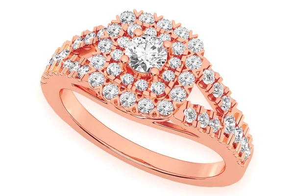 0.75ctw Cushion Double Halo - Diamond Engagement Ring - All Natural