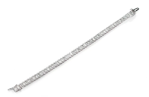Diamond Bezel Baguette Link Bracelet 14k Solid Gold 6.70ctw
