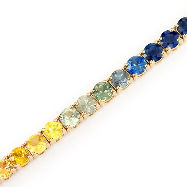 Rainbow Sapphire Bracelet 14k Solid Gold 7.30ctw 