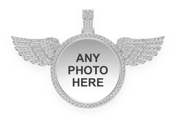 Memory Wings Photo Diamond Pendant 14k Solid Gold 8.50ctw