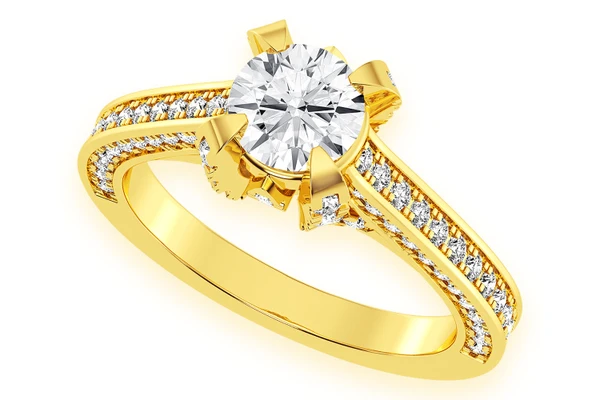 Chant - 1.00ct Round Solitaire - Deluxe One Row Scallop - Diamond Engagement Ring - All Natural Vs Diamonds
