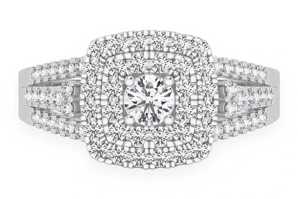 0.75ctw Round Double Halo - Diamond Engagement Ring - All Natural