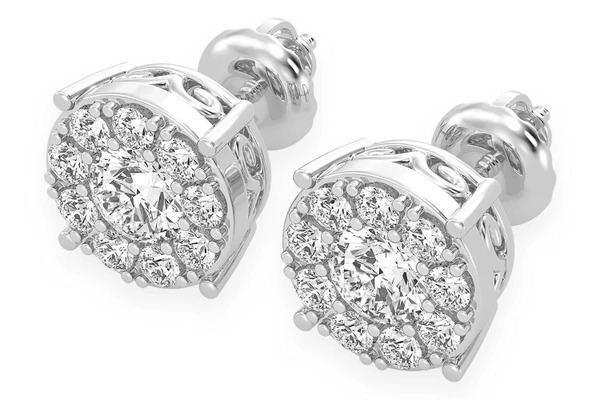 1.00ctw Mosaic Stud Diamond Earrings 14k Solid Gold 