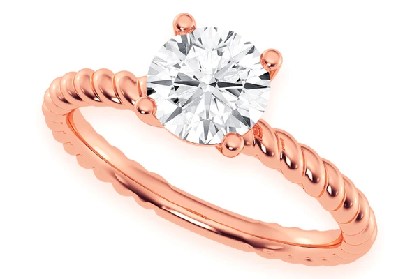 1.00ct Round Twist Band Solitaire Ring 14k - All Natural Vs Diamonds