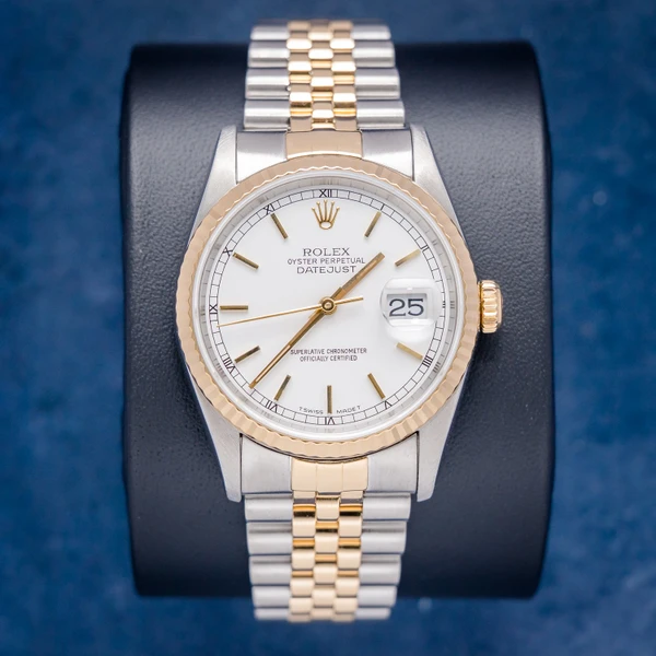 Rolex Datejust 36MM (16233) Steel & Yellow Gold - Jubilee Bracelet - White Index Dial - Watch & Box