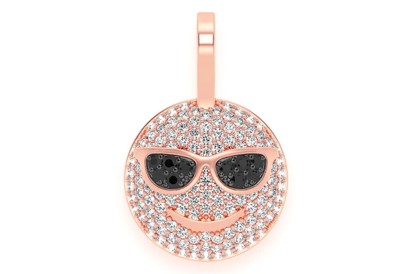 Sunglasses Emoji Diamond Pendant 14k Solid Gold 0.64ctw