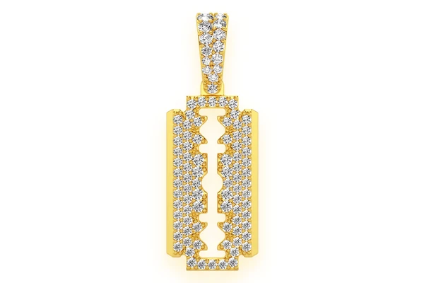 Razor Blade Diamond Pendant 14k Solid Gold 0.50ctw