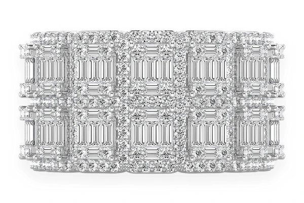 Two Row Baguette Border Diamond Ring 14k Solid Gold 2.25ctw