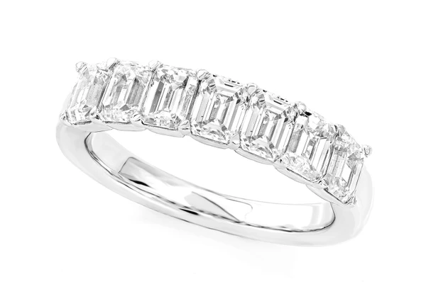 30ptr Emerald Diamond Band 14k Solid Gold 2.20ctw