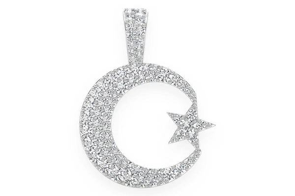 Icebox - Crescent Moon Diamond Pendant 14k Solid Gold .85ctw