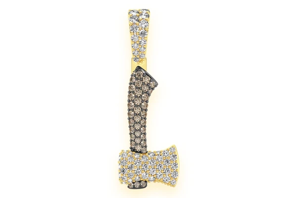 Axe Diamond Pendant 14k Solid Gold 0.60ctw