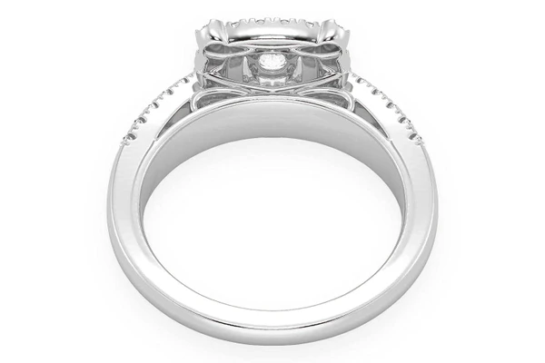 0.75ctw Square Double Halo - Diamond Engagement Ring - All Natural