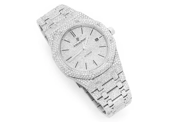Audemars Piguet Royal Oak Steel - 22.50ctw Fully Iced Out