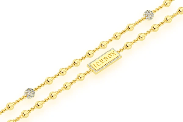 Diamond Bead Rosary Chain 14k Solid Gold 2.75ctw
