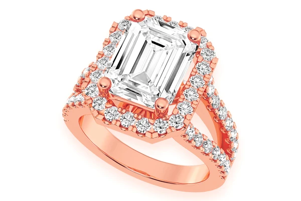 Sphinx - 3.00ct Emerald Solitaire - Two Row Split - Diamond Engagement Ring - All Natural Vs Diamonds