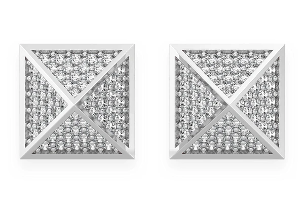 Pyramid Stud Diamond Earrings 14k Solid Gold 0.50ctw