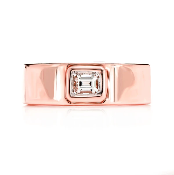 Single Baguette Bezel Diamond Band 14k Solid Gold 0.25ctw