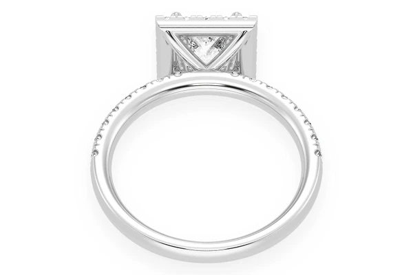 Thav - .75ct Princess Cut - Scallop Halo One Row- Diamond Engagement Ring - All Natural