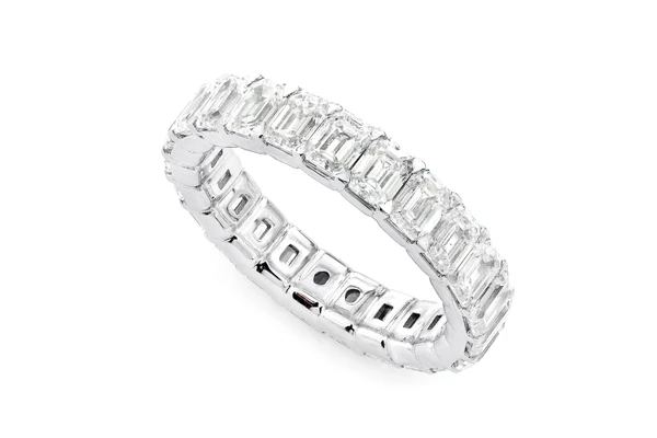 25pt Emerald Eternity Diamond Ring 14k Solid Gold 5.25ctw