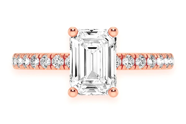 Thinn - 1.00ct Emerald Solitaire Cut One Row Under Halo Diamond Ring 14k Solid Gold