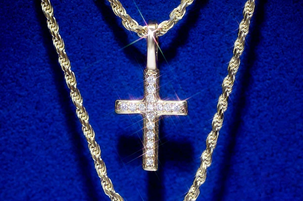 Angled Cross Diamond Pendant 14k Solid Gold .05ctw