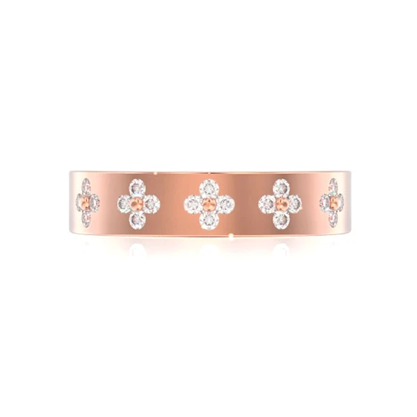 Diamond Clover Band Ring 14k Solid Gold 0.25ctw