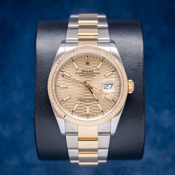 Rolex Datejust 36MM (126233) Steel & Yellow Gold - Oyster Brac - Champ Motif Dial - Watch & Box