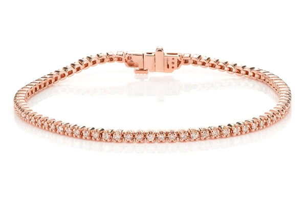 Diamond Crown Set Link Bracelet 14k Solid Gold 1.00ctw