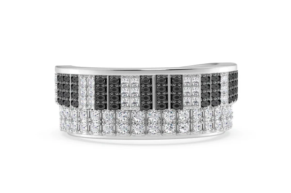 Piano Black & White Diamond Ring 14k Solid Gold 0.75ctw