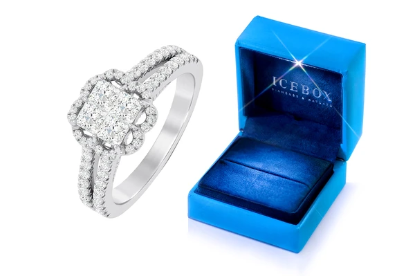 1.00ctw - Square Quad Split Shank - Diamond Engagement Ring - All Natural