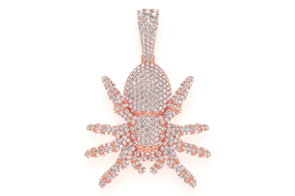 Spider Crawling Diamond Pendant 14k Solid Gold 4.00ctw