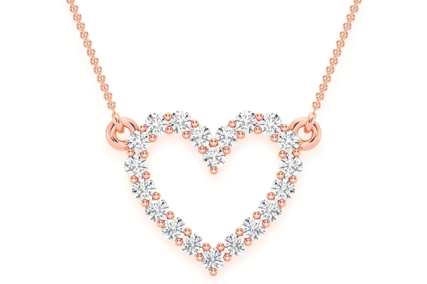 Heart Diamond Pendant 14k Solid Gold 0.15ctw