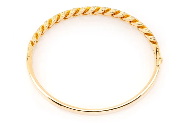 Miami Cuban Diamond Bangle 14k Solid Gold 1.65ctw