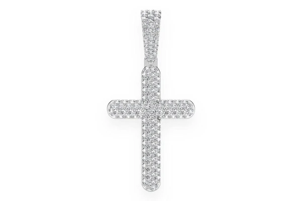 Bubbly Cross Diamond Pendant 14k Solid Gold 1.10ctw
