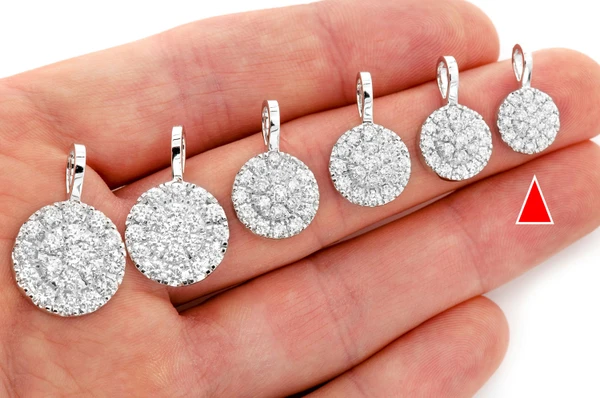 Round Two Tier Halo Diamond Pendant 14k Solid Gold 0.55ctw