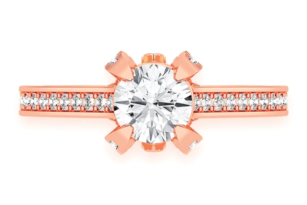 Chant - 1.00ct Round Solitaire - Deluxe One Row Scallop - Diamond Engagement Ring - All Natural Vs Diamonds