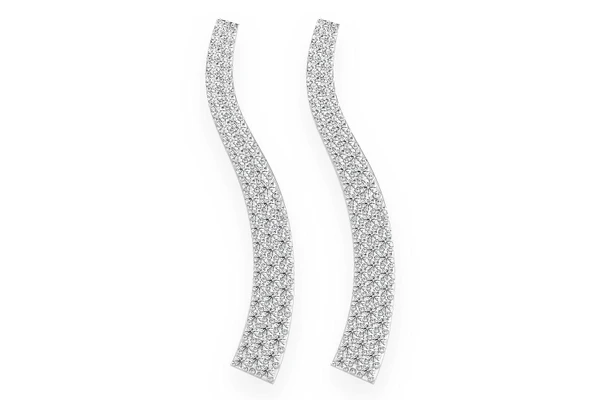 Curve Dangling Diamond Earrings 14k Solid Gold 0.90ctw