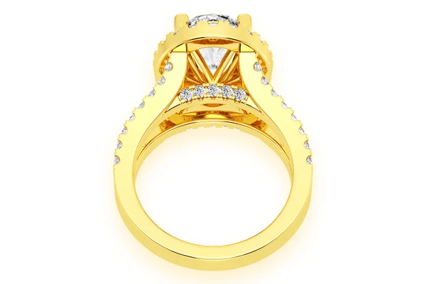 3.00ct Oval Solitaire - Two Row Split - Diamond Engagement Ring - All Natural Vs Diamonds