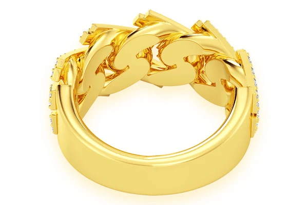 Jagged Miami Cuban Diamond Ring 14k Solid Gold 1.45ctw