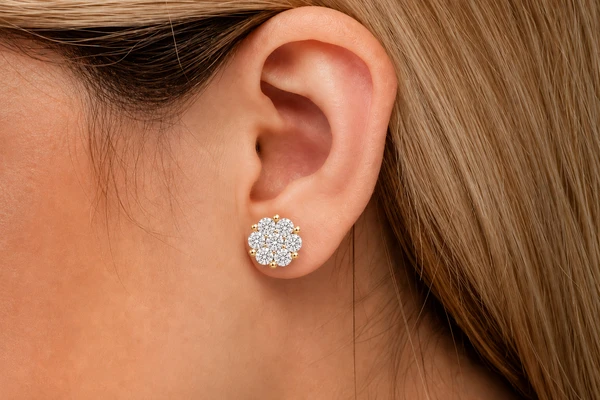 Flower Stud Earrings 14k   4.00ctw